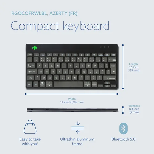 R-GO COMPACT BREAK ERGONOMIC KEYBOARD AZERTY (FR) BLUETOOTH B