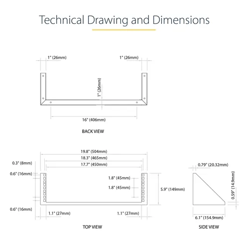 3U 19 WALL MOUNT RACK BRACKET .