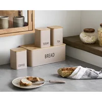 House Nordic Tula bread box Rectangular Beige Metal, Bamboo
