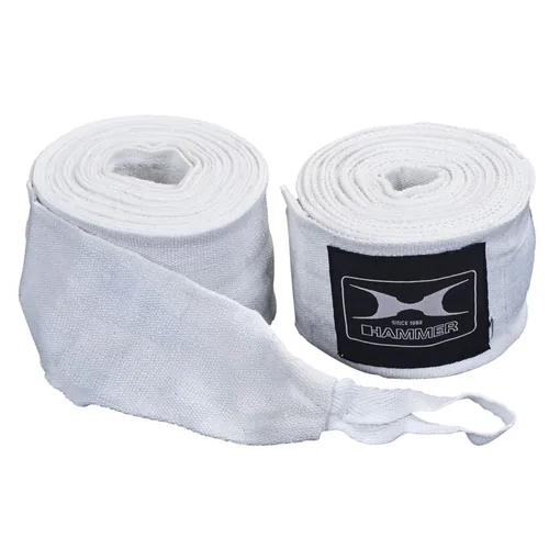 HAMMER Boxbandage Boxbandagen, elastisch 2.5m – weiss Weiss - Länge: 2.5 m - Farbe: Weiss - Schwarz - Sportart: Boxen