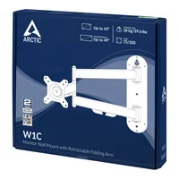 Arctic Cooling Wandhalter W1C bis 18 kg – Schwarz - Eigenschaften: Drehbar - Ausziehbar - Maximale Bildschirmgrösse: 49  - Detailfarbe: Schwarz - Maximale Tragkraft: 18 kg - Anzahl Bildschirme: 1
