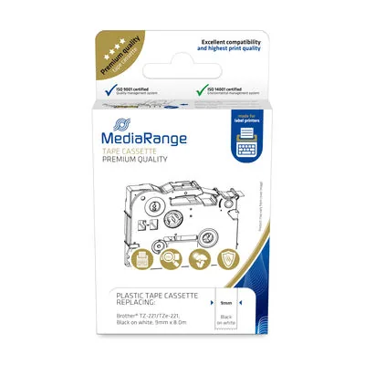 MediaRange Schriftbandka. Brother TZ-221TZe-221 9mmx8m sw
