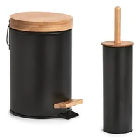 Zeller Present Treteimer Bamboo 3 Liter, Schwarz / Braun - Fassungsvermögen: 3 l - Anzahl Behälter: 1 - Detailfarbe: Braun - Schwarz - Form: Rund - Material: Holz - Metall - Kunststoff