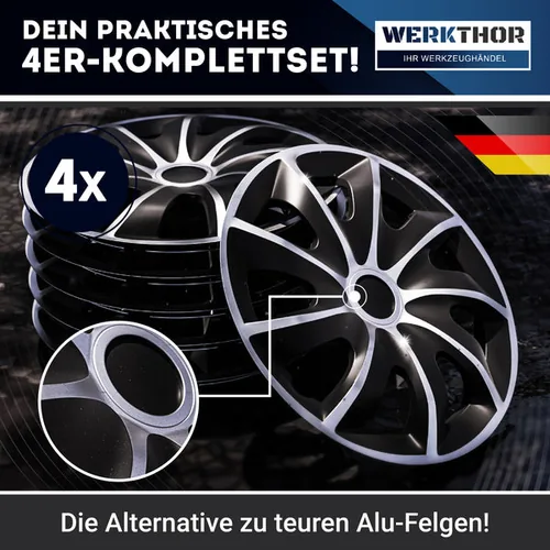 Werkthor Radzierblende Werkthor Radkappen 13 Zoll 4er Set 13 - Grösse: 13  - Detailfarbe: Schwarz - Silber