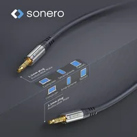 sonero Audio-Kabel 3.5 mm Klinke - 3.5 mm Klinke 2 m - Kabeltyp: Anschlusskabel - Audioanschluss Seite A: 3.5 mm Klinke - Audiokanäle: Stereo - Audioanschluss Seite B: 3.5 mm Klinke - Detailfarbe: Schwarz - Länge: 2 m