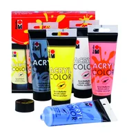 Marabu Acrylfarbe Acryl Color 100 ml 5 Tuben - Art: Acrylfarbe - Detailfarbe: Schwarz - Gelb - Rot - Dunkelblau - Weiss - Set: Ja - Verpackungseinheit: 5 Stück