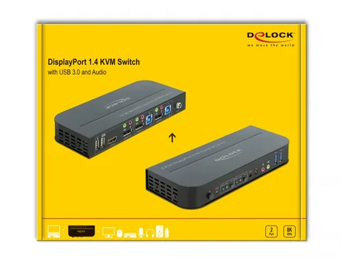 DELOCK DisplayPort 1.4 KVM Switch 8K 30Hz USB 3.0 Audio