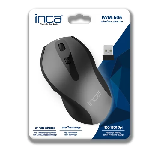 INCA Maus IWM-505 Ergonomic, Wireless, 1600 DPI, Laser,SW retail