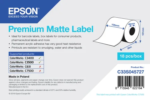 PREMIUM MATTE LABEL CONT.R 105MM X 35M