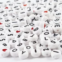 Creativ Company Buchstabenperlen 7 mm aus Kunststoff - Packungsgrösse: 200 Stück - Durchmesser: 7 mm - Detailfarbe: Weiss - Schwarz - Rot - Perlenart: Acrylperlen