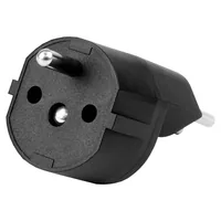 STEFFEN Fixadapter 3-Pol Deutsch auf Stecker CH T12 schwarz, CEE7 - Detailfarbe: Schwarz - Stromanschluss Seite A: T12 - Schalter: Nein - Stromanschluss Seite B: Schuko - Typ: Fixadapter