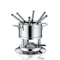 Kela Fleischfondue-Set Cailin 10 Teile, Silber - Anzahl Personen: 6 - Materialtyp: Metall - Material: Edelstahl 18/10 - Betriebsart: Manueller Betrieb - Kompatible Kochfelder: Glaskeramik - Gas - Halogen - Induktion - Detailfarbe: Silber