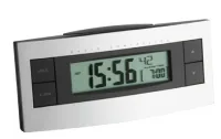 TFA Dostmann Funkwecker Digital Schwarz/Silber - Funktionen: Snooze-Funktion - Alarm - Ausstattung: Wochentag - Hintergrundbeleuchtung - Datum - Displaytyp: Digital - Detailfarbe: Grau - Schwarz - Funksignal: Ja - Betriebsart: Batteriebetrieb - Netzbetrie