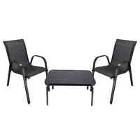 Extralink Black Forest Garden Furniture Set, Textilene Two Chairs + Black Table outdoor furniture set Schwarz