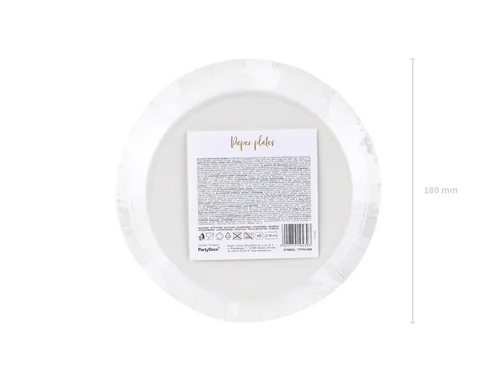 Partydeco Einwegteller Punkte 18 cm, 6 Stück, Weiss - Produkttyp: Einwegteller - Materialtyp: Papier - Material: Pappe - Detailfarbe: Weiss - Verpackungseinheit: 6 Stück