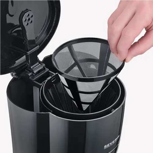 Severin Filterkaffeemaschine KA4320 Schwarz - Detailfarbe: Schwarz - Anzahl Tassen: 10 - Ausstattung: Anti-Tropfsystem - Kontrolleuchte - Warmhaltefunktion - Abschaltautomatik