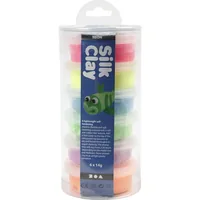 Creativ Company Modellier-Set Silk Clay 6 x 14 g Neon - Packungsgrösse: 84 g - Set: Ja - Anwender: Kinder - Hobbyanwender - Detailfarbe: Mehrfarbig - Modelliermasse Art: Modellier-Set - Trocknung: Lufttrocknend