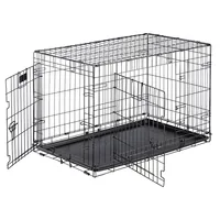 ferplast Transportbox Dog-Inn-90, faltbare Metallbox - Breite: 92.7 cm - Höhe: 62.5 cm - Tiefe: 58.1 cm - Detailfarbe: Schwarz - Produkttyp: Transportbox - Tierart: Hund