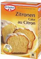 Dr.Oetker Backmischung Zitronen Cake 485 g - Nährwertangabe pro: 100 g - Energiegehalt (in kj): 1593 KJ - Energiegehalt (in kcal): 380 Kcal - Fett: 17 g - Gesättigte Fettsäuren: 5.5 g - Produkttyp: Kuchen