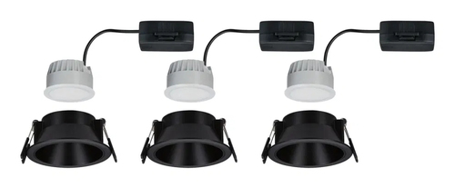 Paulmann Einbauleuchte LED Cole Coin 3er-Set Schwarz - Leuchten Kategorie: Einbauleuchte - Betriebsart: Netzbetrieb - Lampensockel: LED fest verbaut - Farbtemperatur Kelvin: 2700 K - Gesamtleistung: 18 W - Farbwiedergabeindex CRI: 80