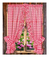 Casa Leon Tagvorhang Vitrage Volants 95 cm x 110 cm, Rot/Weiss - Breite: 95 cm - Höhe: 110 cm - Nachhaltigkeit: Nicht angegeben - Aufhängung: Vorhangstange - Vorhangtyp: Vitrage - Motiv: Muster