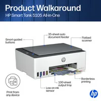 HP Smart Tank 5105 All-in-One Printer Thermal Inkjet A4 4800 x 1200 DPI 12 Seiten pro Minute WLAN