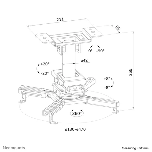 Neomounts BDH Höhe 25,5cm schwarz Max.45kg