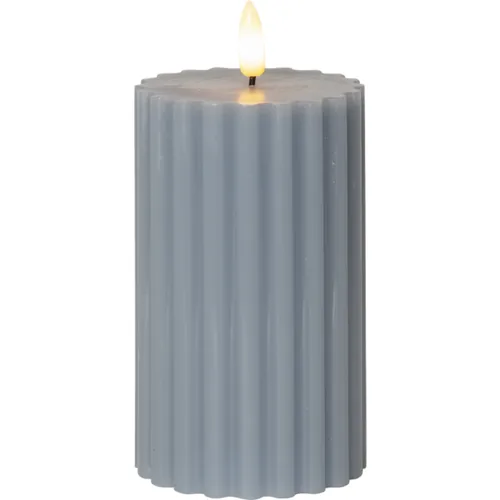 Star Trading LED-Kerze Pillar Flamme Stripe, Ø 7.5 x 15 cm, Blau - Betriebsart: Batteriebetrieb - Fernbedienung: Nein - Aussenanwendung: Nein - Höhe: 15 cm - Timerfunktion: Ja - Set: Nein