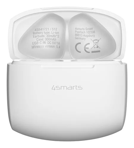 4smarts True Wireless In-Ear-Kopfhörer SkyBuds Air Weiss - Detailfarbe: Weiss - Kopfhörer Ausstattung: Anruf-Management - Ladeschale/Ladebox - Lautstärkeregelung - Mikrofon - Touch-Steuerung an der Ohrmuschel - Verbindungsmöglichkeiten: Bluetooth - Einsat