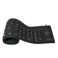 Logilink Tastatur USB PS2 Flexibel Wasserfest schwarz