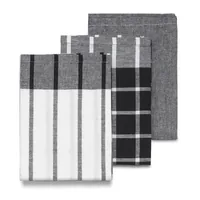 Kela Geschirrtuch-Set Pasado  3 Stück, Schwarz/Weiss - Material: Baumwolle (CO) - Länge: 65 cm - Detailfarbe: Schwarz - Weiss - Breite: 45 cm