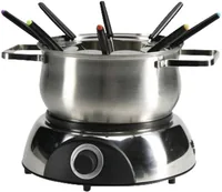 Nouvel Fleischfondue-Set Silva 10 Teile, Silber - Anzahl Personen: 8 - Materialtyp: Metall - Material: Edelstahl - Betriebsart: Netzbetrieb - Kompatible Kochfelder: Elektro - Gas - Glaskeramik - Detailfarbe: Silber