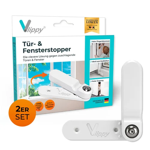 Vlippy Tür- & Fensterstopper 2er-Set Weiss - Packungsgrösse: 2 Stück - Sicherungstyp: Türsicherung - Detailfarbe: Weiss