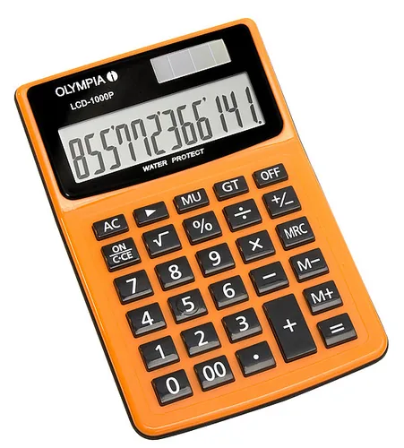 Olympia Taschenrechner LCD 1000P - Stromversorgung: Solarbetrieb - Batteriebetrieb - Typ: Taschenrechner - Detailfarbe: Orange - Displaytyp: LCD - Anzahl Zeilen: 1 × - Anzahl Stellen: 12 ×