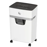 HP Aktenvernichter OneShred 10MC P-5, 10 Seiten - Vernichtbare Aktentypen: Heftklammern - Kreditkarten - Büroklammern - Schnittart: Microschnitt - Sicherheitsstufe: 5 - Schnittausgabe: 2 x 15 mm - Blattkapazität: 10 Seiten - Zufuhrautomatik: Ja