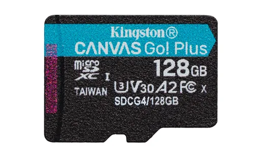 KINGSTON 128GB microSDXC Canvas Go Plus Gen4 200MB/s A2 U3 V30 Card + Adapter