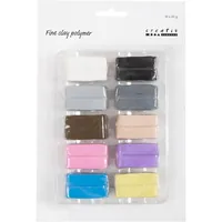 Creativ Company Modellierton Fine Clay 10 x 20 g, Pastellfarben - Packungsgrösse: 200 g - Set: Ja - Anwender: Hobbyanwender - Detailfarbe: Mehrfarbig - Modelliermasse Art: Modelliermasse - Trocknung: Ofenhärtend