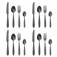 Bloomingville Besteck-Set Frea, Edelstahl, Schwarz, 16-teilig - Produkttyp: Besteck-Set - Material: Edelstahl - Griffmaterial: Edelstahl - Detailfarbe: Schwarz - Anzahl Teile: 16 Teile - Spülmaschinenfest: Ja