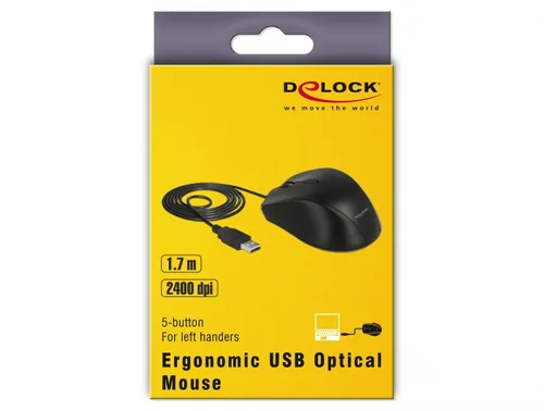 DeLOCK 12548 mouse Office Left-hand USB Type-A Optical 2400 DPI