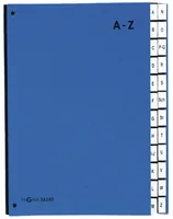 Pagna Pultmappe A4 A-Z Blau - Typ: Pultmappe - Ausstattung: Raue Oberfläche - Schaulöcher - Verstärkter Rücken - Reissfeste Seiten - Taben - Dehnbarer Rücken - Detailfarbe: Blau - Material: Polypropylen (PP) - Karton