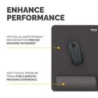 Fellowes Breyta XL Mouse Mat Wrist Rest XL Mouse Pad Wrist Support with Antibacterial Protection Ergonomic Mouse Mat Black