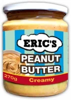 Eric's Peanut Butter Creamy 270 g - Produkttyp: Nusscremen - Nährwertangabe pro: 100 g - Energiegehalt (in kj): 2457 KJ - Energiegehalt (in kcal): 587 Kcal - Fett: 48.7 g - Gesättigte Fettsäuren: 6.5 g