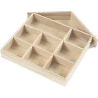 Creativ Company Holzartikel Setzkasten Hausform - Breite: 25.2 cm - Höhe: 3.5 cm - Länge: 26 cm - Anzahl Stück: 1 Stück - Holzherkunft: China - Holzhandelsname: Paulownia tomentosa (Blauglockenbaum)
