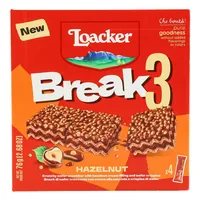 Loacker Breake Hazelnut 76 g - Produkttyp: Nüsse & Mandeln - Nährwertangabe pro: 100 g - Energiegehalt (in kj): 2192 KJ - Energiegehalt (in kcal): 525 Kcal - Fett: 29 g - Davon gesättigte Fettsäuren: 21 g