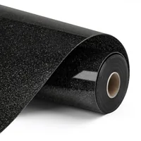 LOKLIK Plotterfolie Glitzer 30.5 x 90 cm, 1 Stück, Schwarz - Geeignet für Drucker: Nein - Detailfarbe: Schwarz - Aussenanwendung: Ja - Selbstklebend: Nein - Aufbügelbar: Ja - Folientyp: Aufbügelfolie Effekt