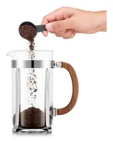 Bodum Kaffeebereiter Chambord Verchromt, Silber, 1 l - Materialtyp: Kunststoff - Material: Borosilikatglas - Holz - Kunststoff - Zubereitungssystem: Kanne - Anzahl Tassen: 8 × - Spülmaschinenfest: Nein - Fassungsvermögen: 1 l