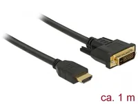 Delock Kabel HDMI – DVI, 1 m, bidirektional - Kabeltyp: Anschlusskabel - Videoanschluss Seite A: HDMI - Videoanschluss Seite B: DVI-D - Detailfarbe: Schwarz - Kabellänge: 1 m - Display Port Standard: Keine Angabe