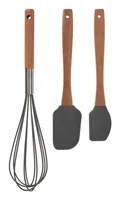 FURBER Backutensilien-Set, 3-teilig Braun/Grau - Set: Ja - Detailfarbe: Grau - Braun - Spülmaschinenfest: Nein - Material Küchenhelfer: Holz - Silikon