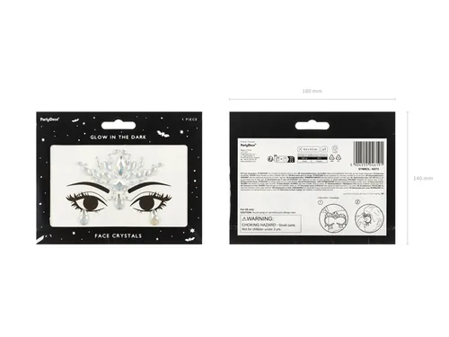 Partydeco Gesichtsschmuck Kristalle silber, 9.5 x 8.5 cm - Set: Nein - Detailfarbe: Silber - Produktart Styling: Schminke