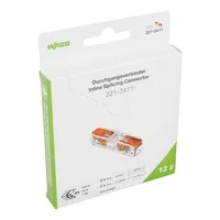 WAGO Durchgangsklemme 1 x 0.2 - 4 mm², 12 Stück - Verwendung Klemmen: Drähte + Litzen - E-Nr.: 55103100 - Typ: Klemme - Klemmstellen: 1 × - Detailfarbe: Orange - Transparent - Eigenschaften Hausinstallation: Betätigungshebel
